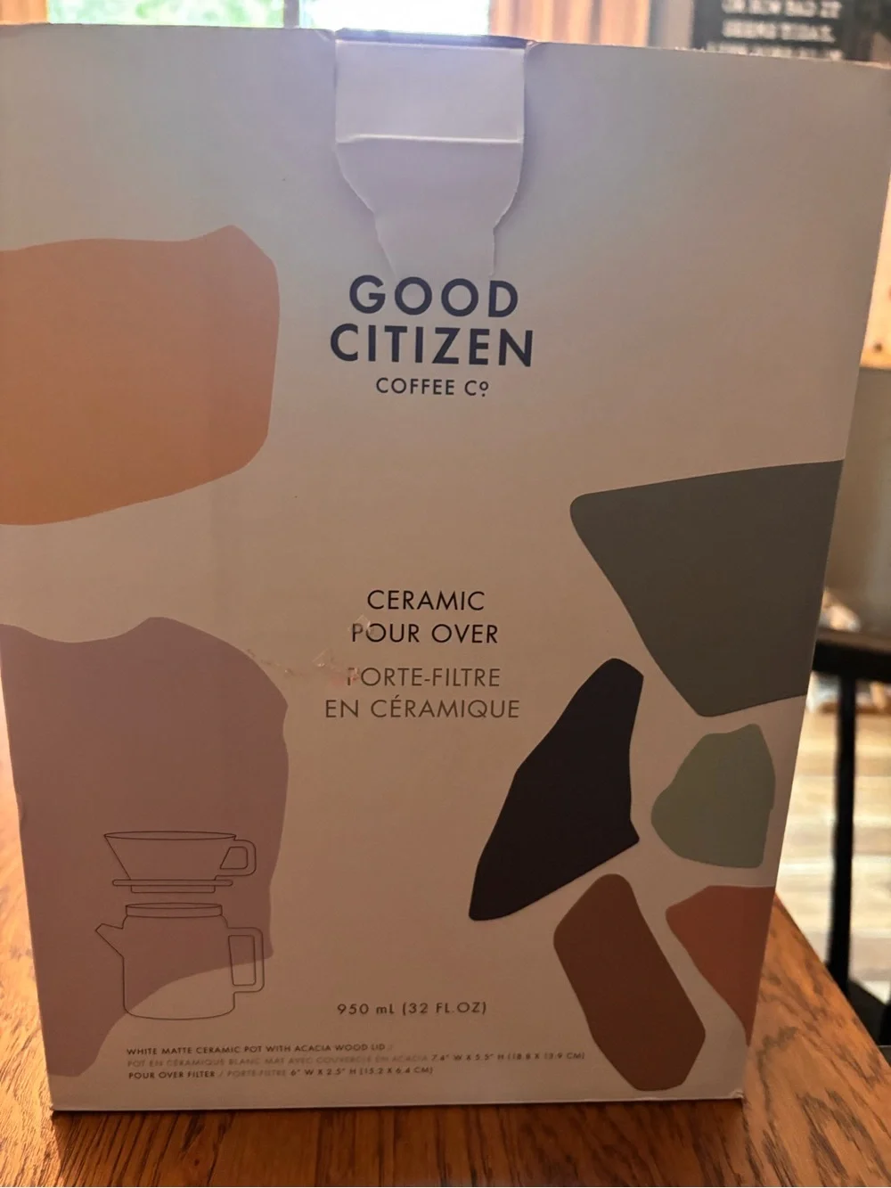 Good Citizen Ceramic Pour Over white with wood lid.